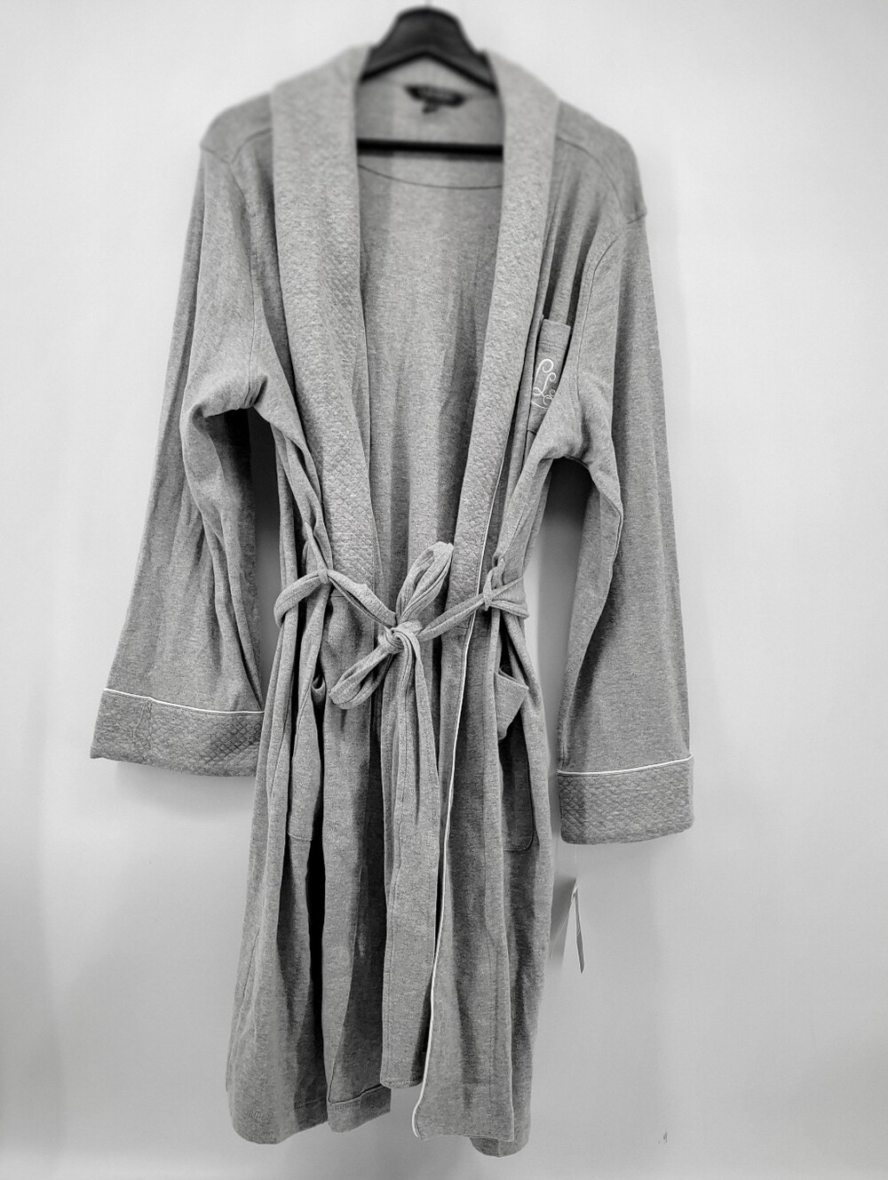 Lauren Ralph Lauren Cotton Lightweight Gray Robe with Waist Tie Size Large